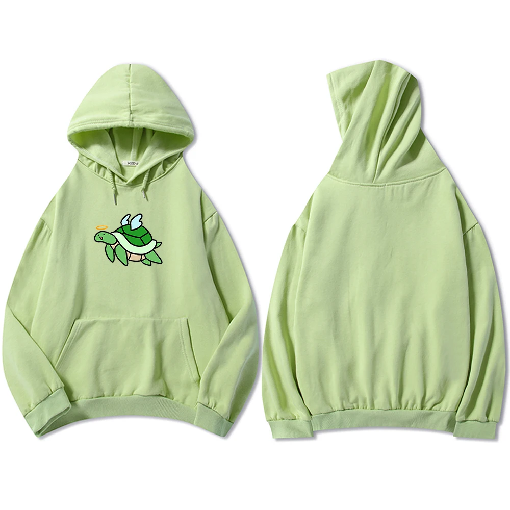 

Autumn Winter Sweatshirt Women Plus Velvet Vintage Sweatshirtswomen Loose Sweatshirt Hoodies Women Aesthetic Angel Turtle Print