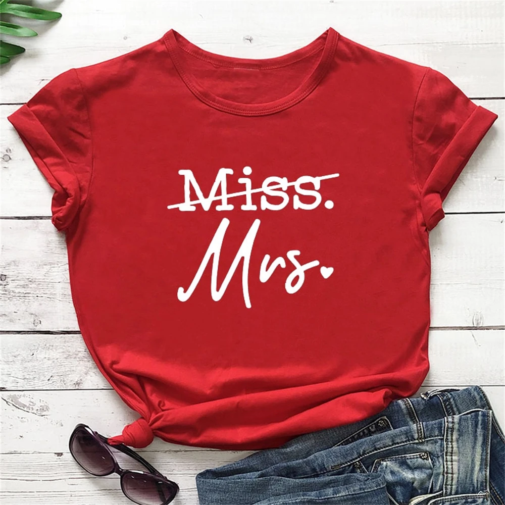 miss to mrs. new collection of women funny casual cats t-shirt bride to gift just married shirt bridal shower gift