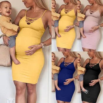 

Large Size Sexy Strap Solid Color Pregnant Woman Dress Pregnant Woman Dress 5XL Sexy & Club