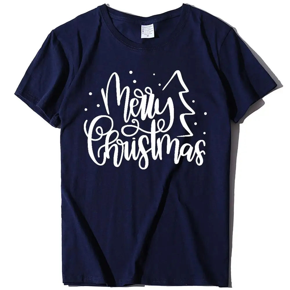 Рождественская женская футболка Kawaii Merry Christmas с принтом, Повседневная футболка, свободные футболки, хлопок, футболка с круглым вырезом размера плюс