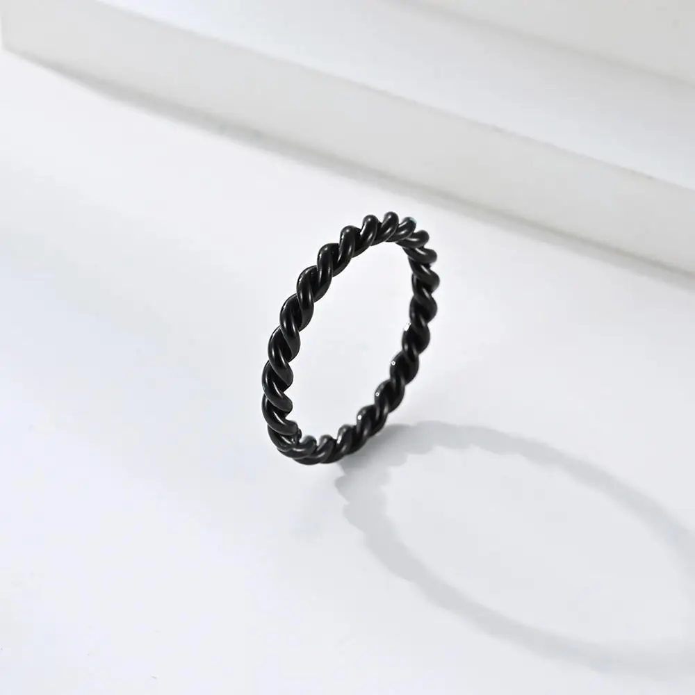 3mm Minimalist Style Spiral Twisted Titanium Steel Ring Fashion Braided Shape Ring For Women Men finger ring
