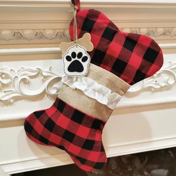 

2021 New Year Christmas Decoration Christmas Stockings Bone/Fish Shaped Xmas Socks Gift Bag