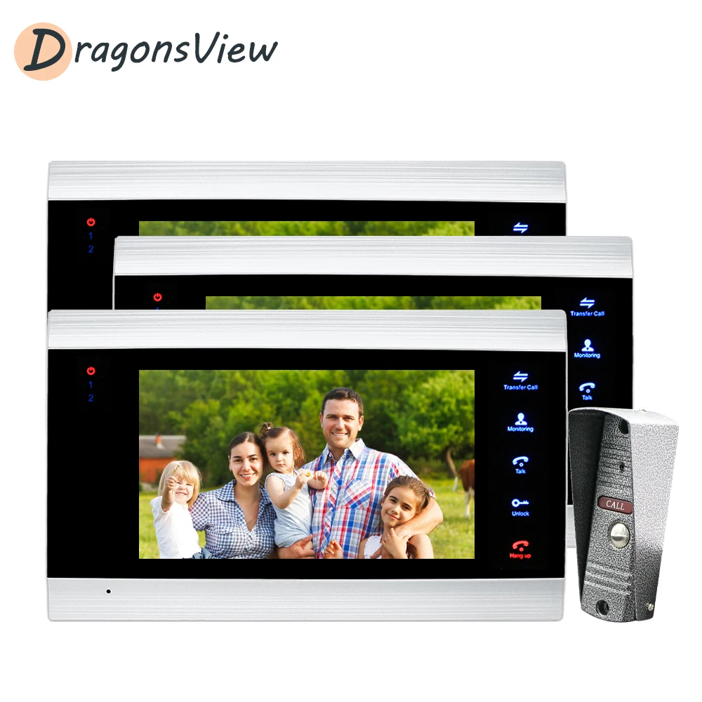 Видеодомофон Dragonsview домофон с дверным звонком экран 7 дюймов 1200TVL функцией записи