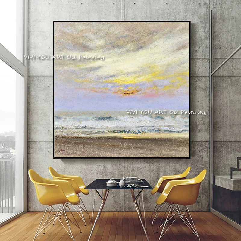 

Handpainted Modern abstract thick colorful sky oil painting landscape abstract Painting for Living Room Luxury Huge Wall Art