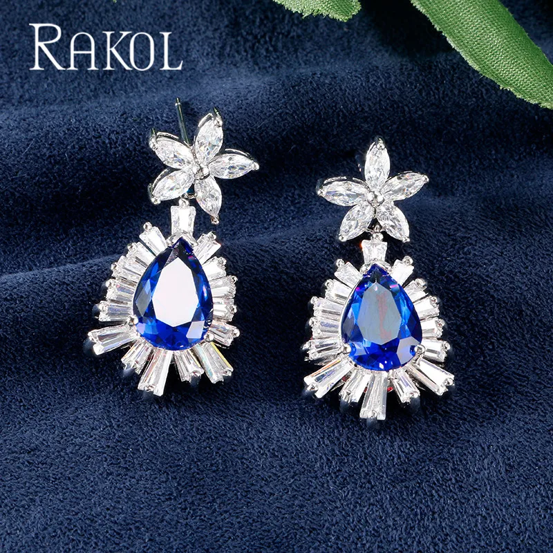 RAKOL роскошный Искрящийся Блестящий Прозрачный AAA кубический циркон серьги свадебное ожерелье набор для Свадебные аксессуары для одежды RS0220
