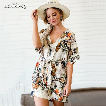 

Casual Summer Dress Women Button Elegant Print Short Mini Dresses Beach New Arrival 2020 White Fashion Clothes Sundress Trendyol