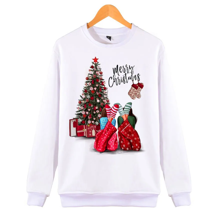 

New Fashion Female Sweatshirt Autumn Winter Korean Style Ladies Coat Merry Christmas Printed Harajuku Kpop Women White Clothes