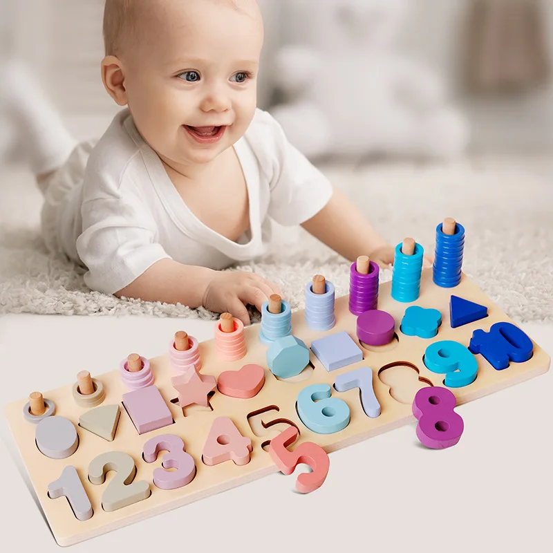 

Three-in-One with Numbers Shape Matching Board Young CHILDREN'S Toy Building Blocks Jigsaw Puzzle Baby Boys And Girls Educationa