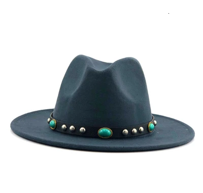 gray1 Модная мужская шляпа fedoras Женская мода джаз шляпа лето весна черная Шерстяная Смесь Кепка Уличная Повседневная шляпа - Цвет: gray1