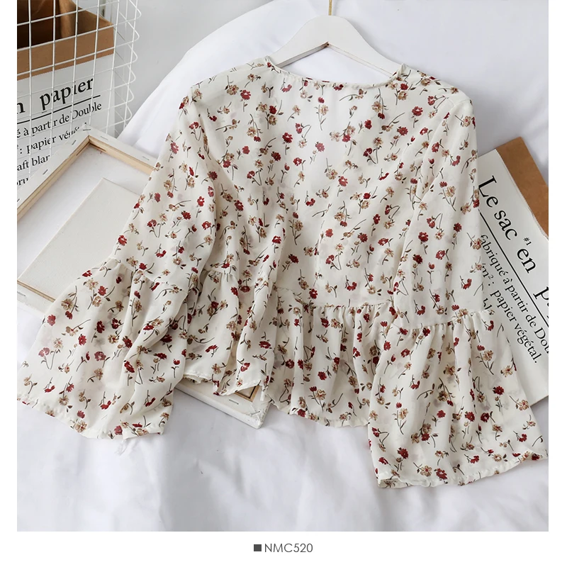 HELIAR Women Flower Printed 2020 Summer Blouse Women Buttoned Up Blouse For Women Casual Long Sleeve Blouse For Women