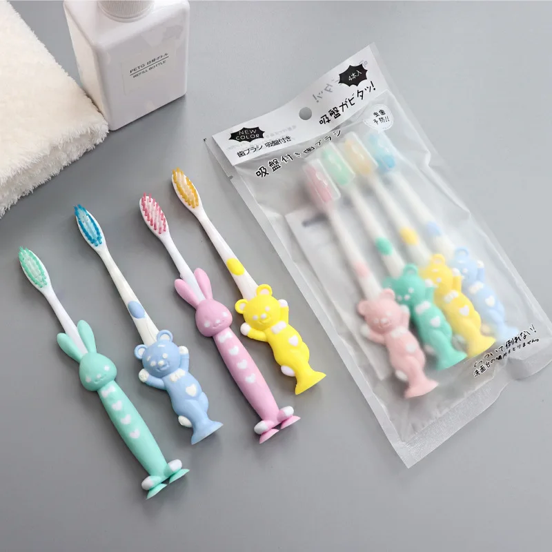 

4Pcs/set Baby Toothbrush Children Soft Bristles Cute Toothbrush Teethers Soft Silicone Baby Brush Kids Teeth Oral Care Cleaning