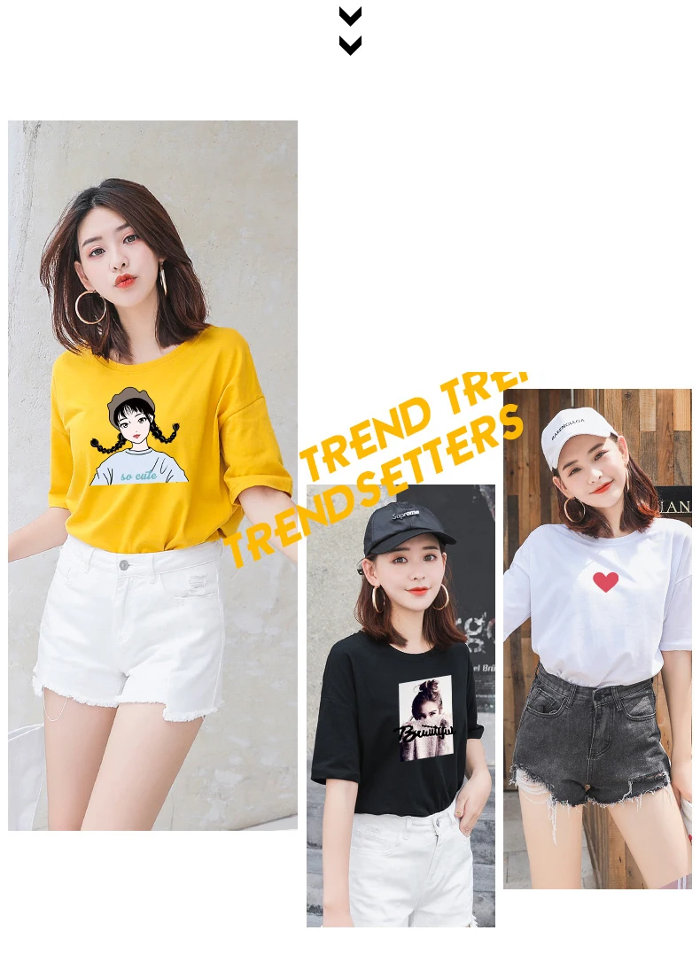 Summer Short Sleeve Women's T-shirt 2020 Loose Casual T Shirts Girls Student Half Sleeve Daisy Pattern Harajuku Tops Female Tees