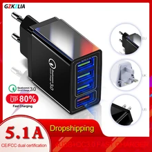 Z40 4USB Telefon Ladegerät 3,1 EINE USB CE Power Adapter QC 3,0 Schnelle Ladung 5,1 EINE Multi-port USB 3,1 PD Lade Für Samsung IPhone Huawei