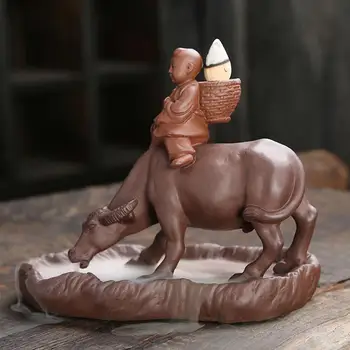 

Ceramics Backflow Antique Incense Holder Farming Boy Incense Burner Aroma Therapy Decoration Home Office Figurine