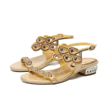 

Christia Bella Women Large Size Flats Shoes Bohemian Style New Fashion Rhinestones Female Shoes Open Toe Ankle Strap Shoes