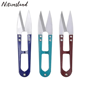 

1pc Random Stainless Steel Sewing Scissors Trimming Thrum Yarn Embroidery Scissors U Shape Cutter Tailor DIY Hand Tool