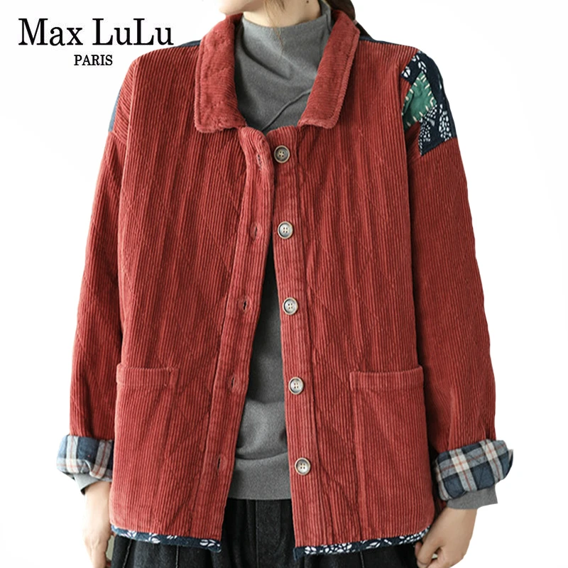 Женская Вельветовая куртка Max LuLu винтажная Повседневная большого размера с