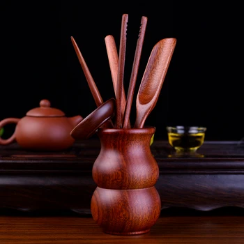 

restoring ancient ways 6 gentleman suit real wood of red sandalwood kung fu tea accessories ChaGa bamboo tea spoon