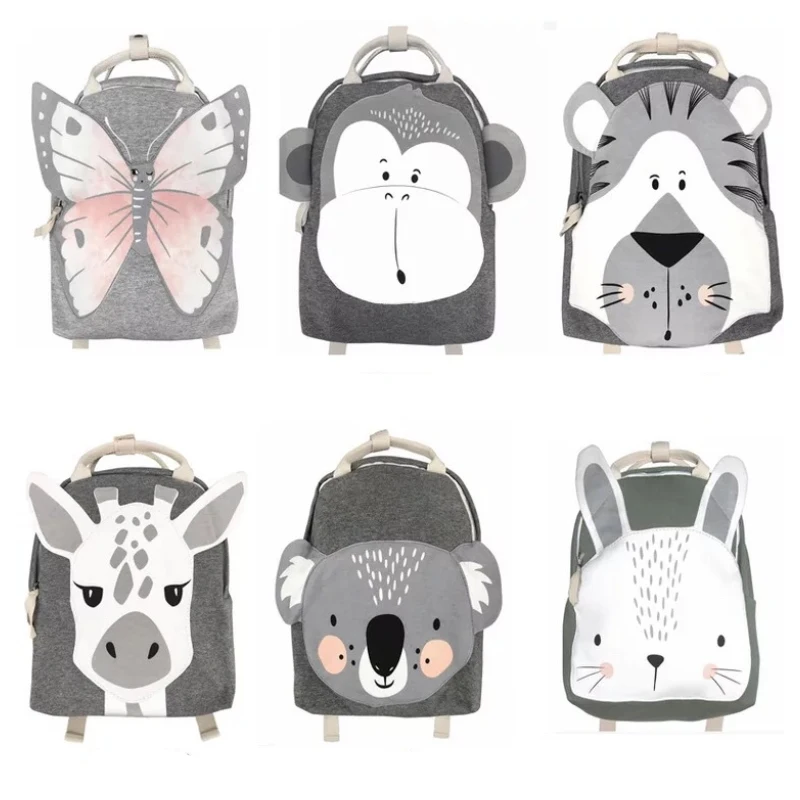 3-8 Years Old Kids School Bag Boys Girls Backpack Nordic Style Cartoon Animal Children Snack Toy Storage Bag Baby Backpack 2