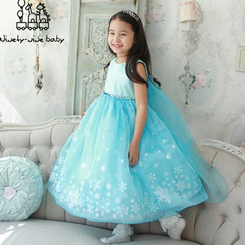

Baby Girls Clothes Elsa Wedding Party Long Dress Children Cosplay Elsa Snowflake Princess Tutu Dress Infantil Vestido Roupa