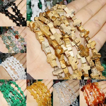 

8*12mm Natural Stone Crystal Tiger Eye Cross-shaped Loose Beads Beaded for Women Jewelry Making DIY Bracelet Necklace Parts 15''