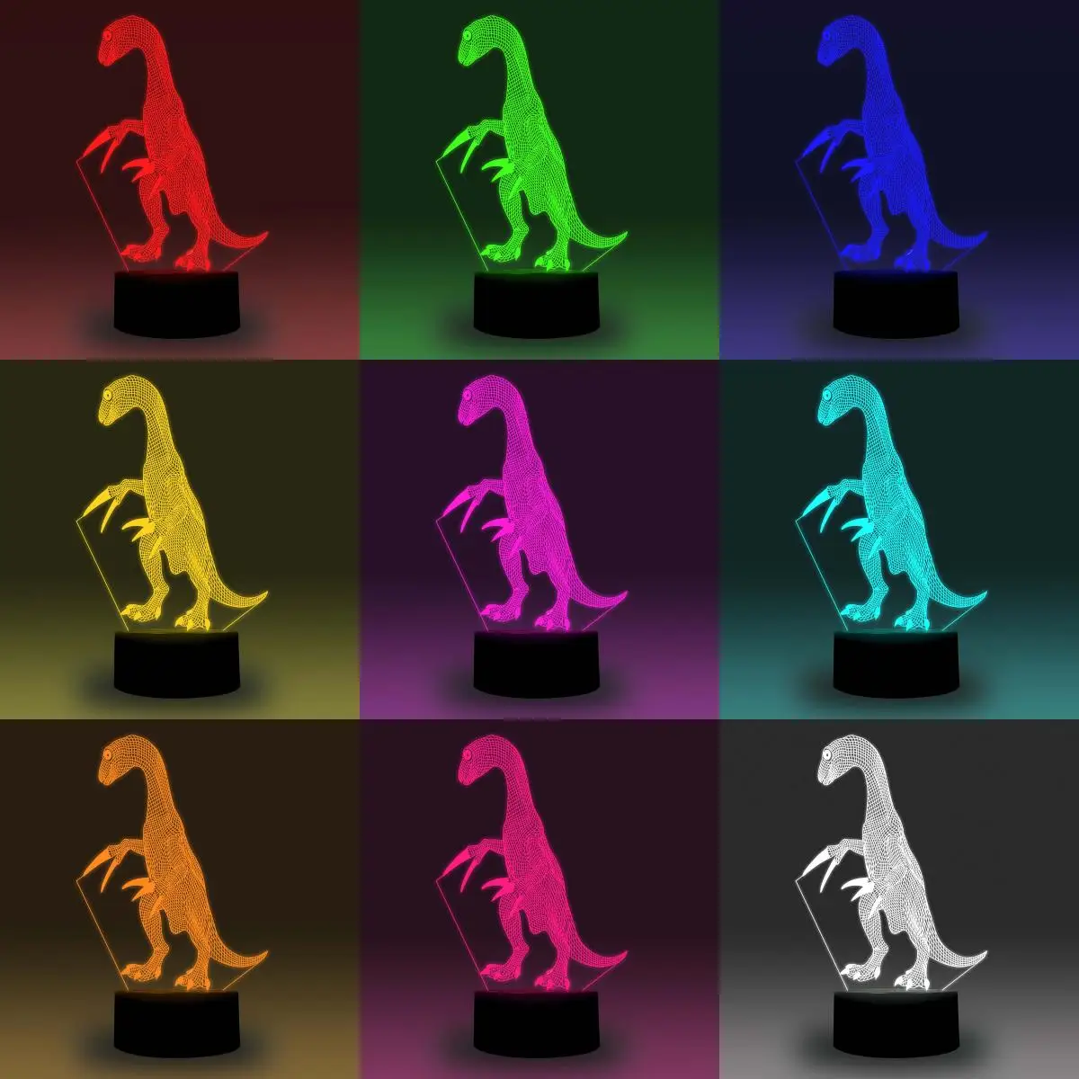 Niteapps 3D в натуральную величину велоцираптор Динозавр RGB светодиодный ночной Светильник стол иллюзия Лампа праздничный подарок на день