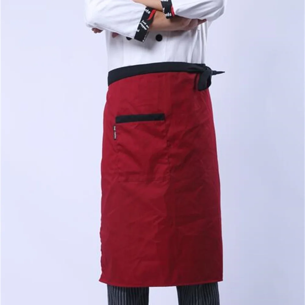 Universal Unisex Apron Short Waist Kitchen Cooking Women Men Pocket Chef Waiter