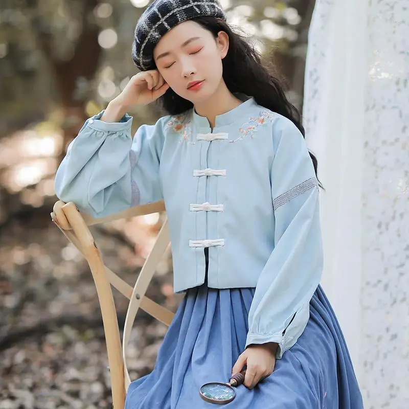 Реформирование Hanfu Женский костюм для китайских танцев вышивка платье феи сценическая одежда для певцов Восточное представление одежда DC3157