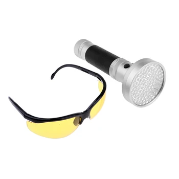 

LED UV Flashlight Light Pet Urine Fluorescent Counterfeit + Protect Goggles