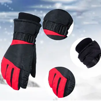 

New Women Men Winter Waterproof Thermal Gloves Contrast Color Warm Non-Slip Mittens