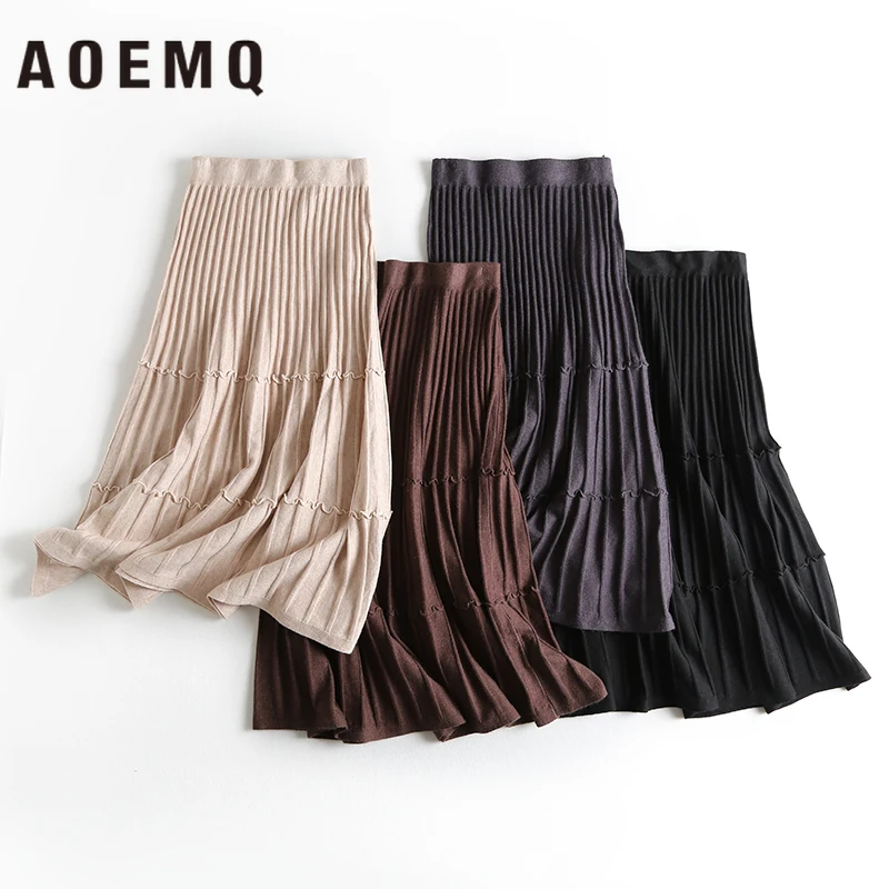 AOEMQ модные юбки с эластичными лентами, женские юбки 4 цветов, пляжные юбки с оборками и драпировкой, женская одежда