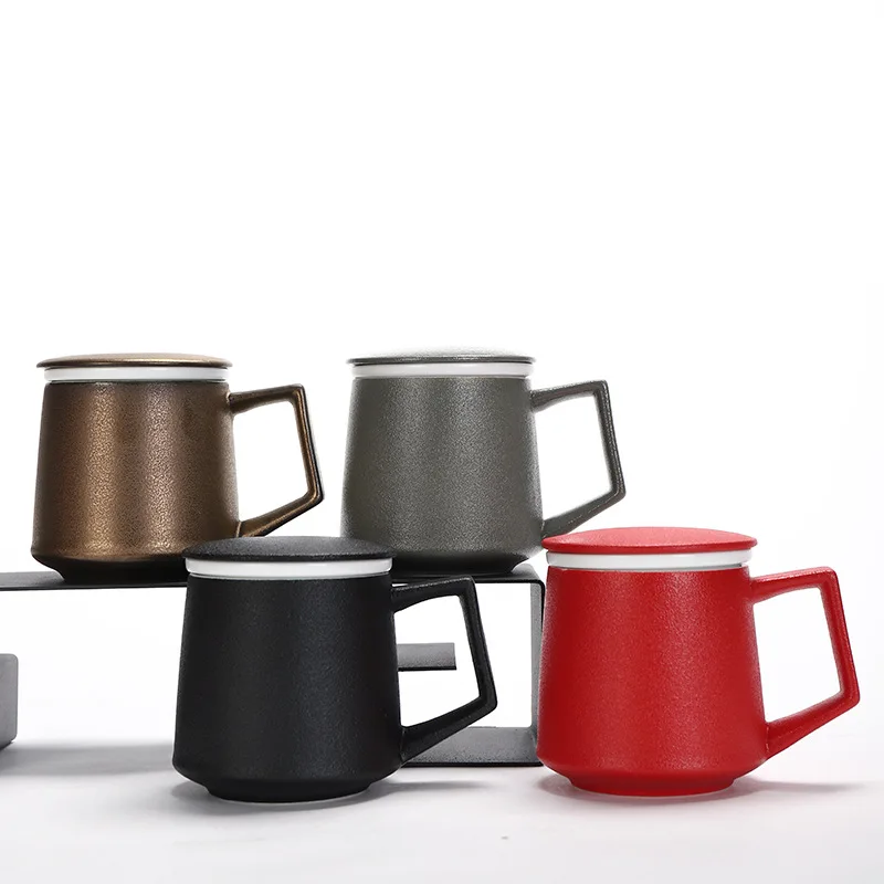 High-grade Ceramic Mug with Lid Tea Cup Filter Office Male Flower Tea Cup Business Gift