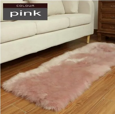 Квадратная форма настоящий коврик из овчины большой размер Натуральная Овечья меховая кровать горка ковер домашний декоративный меховой пол коврик на заказ размер поддержка - Цвет: pink