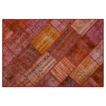 

Handmade Red Vintage Overdyed Patchwork Area Rug 120x180 Cm-3'11''X5'11''