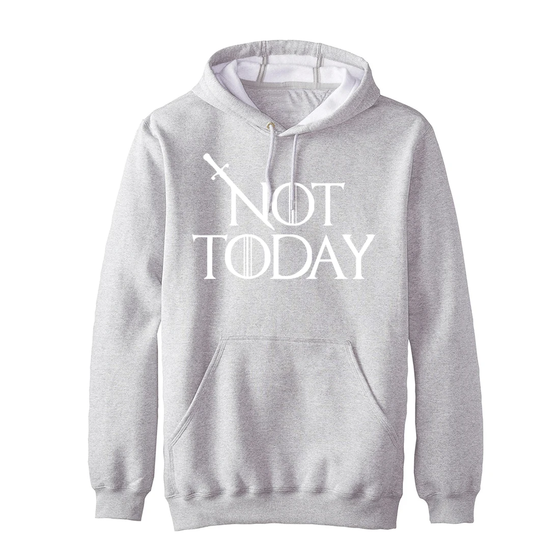 Толстовки с принтом «Игра престолов» с логотипом «Not Today», толстовка с принтом «Arya Stark», Флисовая теплая уличная одежда, новая осенняя повседневная мужская толстовка с капюшоном в стиле Харадзюку - Цвет: Gray 5