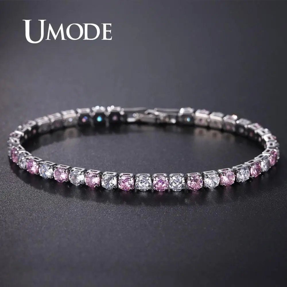 Женские браслеты для тенниса UMODE с розовыми кристаллами женские свадебные