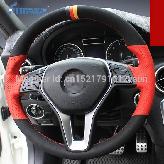 For Benz A180 High Quality Hand-stitched Anti-Slip Red Leather Black Suede Thread DIY Steering Wheel Cover | Автомобили и