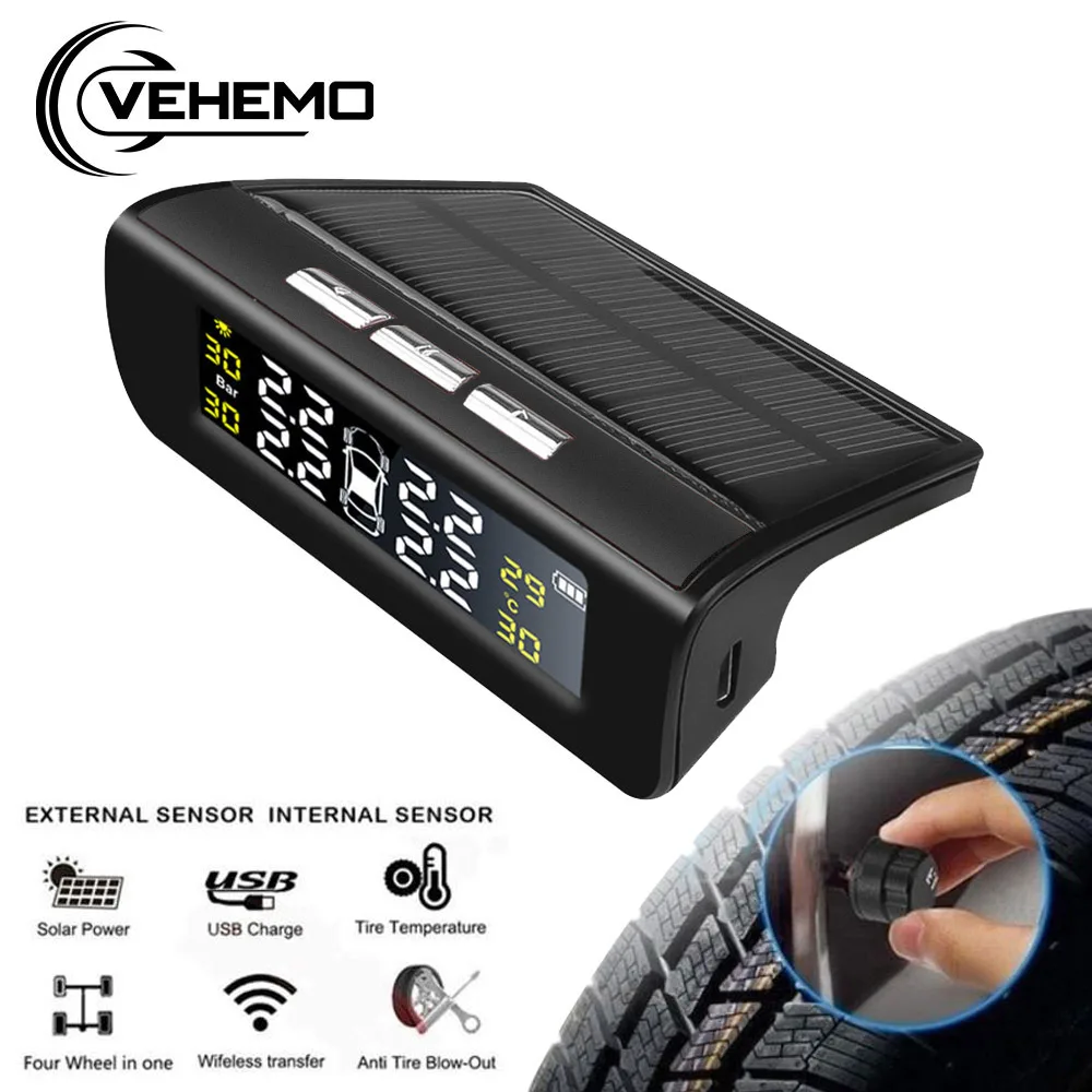 Контроль давления в шинах TPMS автомобильный датчик давления в шинах 4 шт. Датчик USB Солнечная энергия взрывозащищенный дисплей в режиме реального времени авто - Тип: External sensor