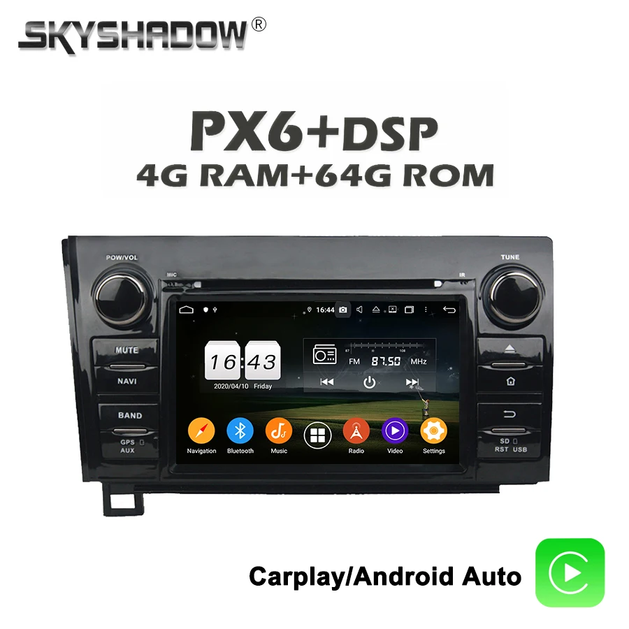 Wireless Carplay PX6 Car DVD Player Android 11 4G + 64G GPS RDS Radio wifi Bluetooth 5.0 for Toyota Sequoia Tundra 2010-2012 | Автомобили