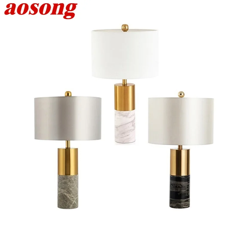 

AOSONG Modern Table Lamp Marble Bedside LED Desk Light Luxury Creative Decorative for Home Bedroom Living Room Office Hotel