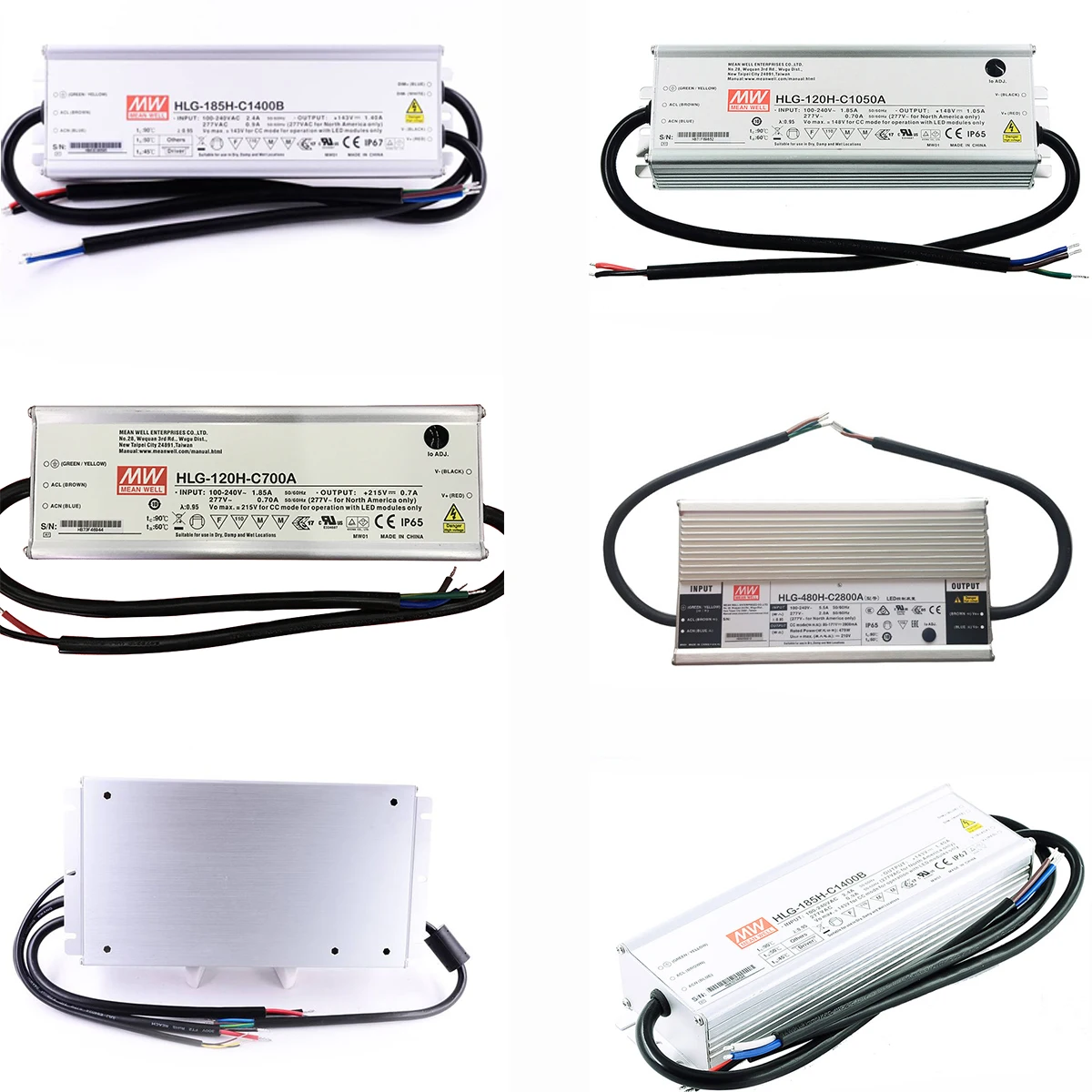 Driver de Led à Prova Dágua Meanwell com Pfc Hlg60h 80h 120h 185h 240h 320h 480h-c350 C500 C700 C1050 C1400 C1750 C2800 C2800 C3500