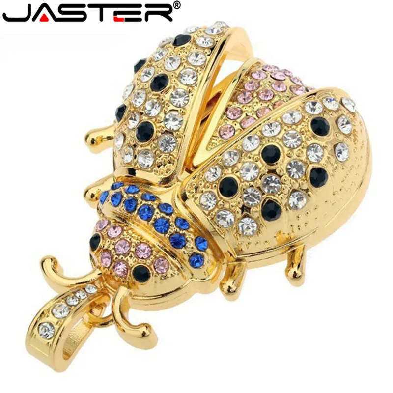 Usb флеш накопитель JASTER с кристаллами в виде жука usb 2 0 4 ГБ 8 16 32 64 бесплатная