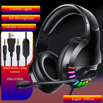 

USB Gaming Headset Casque Deep Bass Stereo Game Headphone With HD Microphone RGB Breathing Light For PS4 Phone Laptop PC Gamer