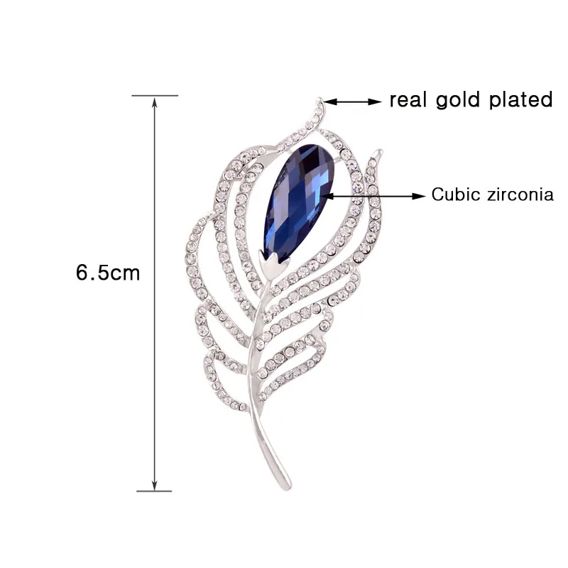 SINLEERY шикарная брошь с перьями, розовое золото, серебристый цвет прозрачный синий циркон, полная крошечная брошь с кристаллами и жемчугом для женщин, ювелирные изделия XZ049 SSD
