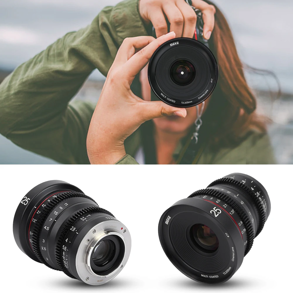 Meike 25 мм T2.2-22 объектив с большой апертурой и ручной фокусировкой Prime cinema для M4/3 для sony E-mount объектив камеры