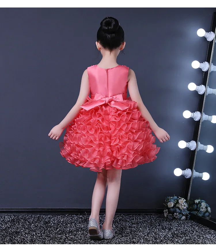 Пышный рукав, вечернее платье для девочек детское элегантное платье с жемчужинами и бусинами для девочек Vestido Comunion, Цветочное платье для девочек Kjoler