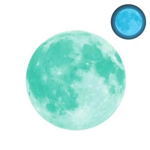 Cyan Blue Light 40 см светящаяся Настенная Наклейка s для детской комнаты круглая луна форма ночной свечение наклейка s Настенная Наклейка 3D настенная наклейка для гостиной домашний декор - Цвет: Cyan Blue Light