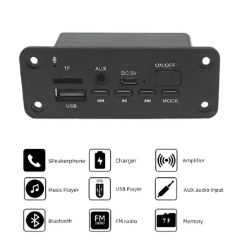 

TIOODRE Bluetooth 5.0 Mp3 Player Decoder Board 2x3w Speaker Car FM Radio Module 5v TF USB Aux Audio For Car Handsfree