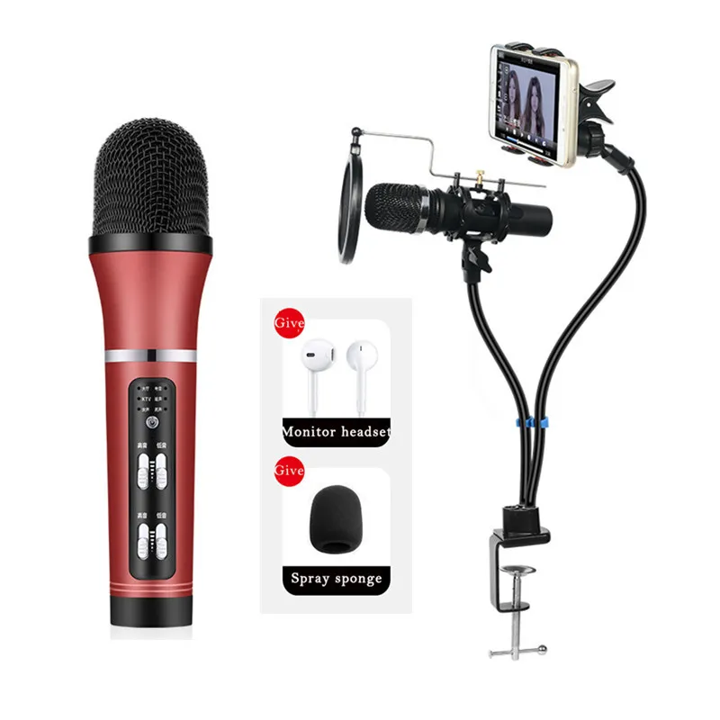 Voice Changer Karaoke Microphone and Mic stand set Home KTV Player