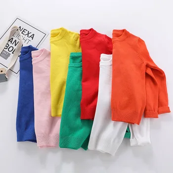

Baby Sweater Children's Basic Candy Color Sweaters Girl Boy Clothes Fashion Cute Ribbed Knit Clothes Spring Autumn 2-11T Wear